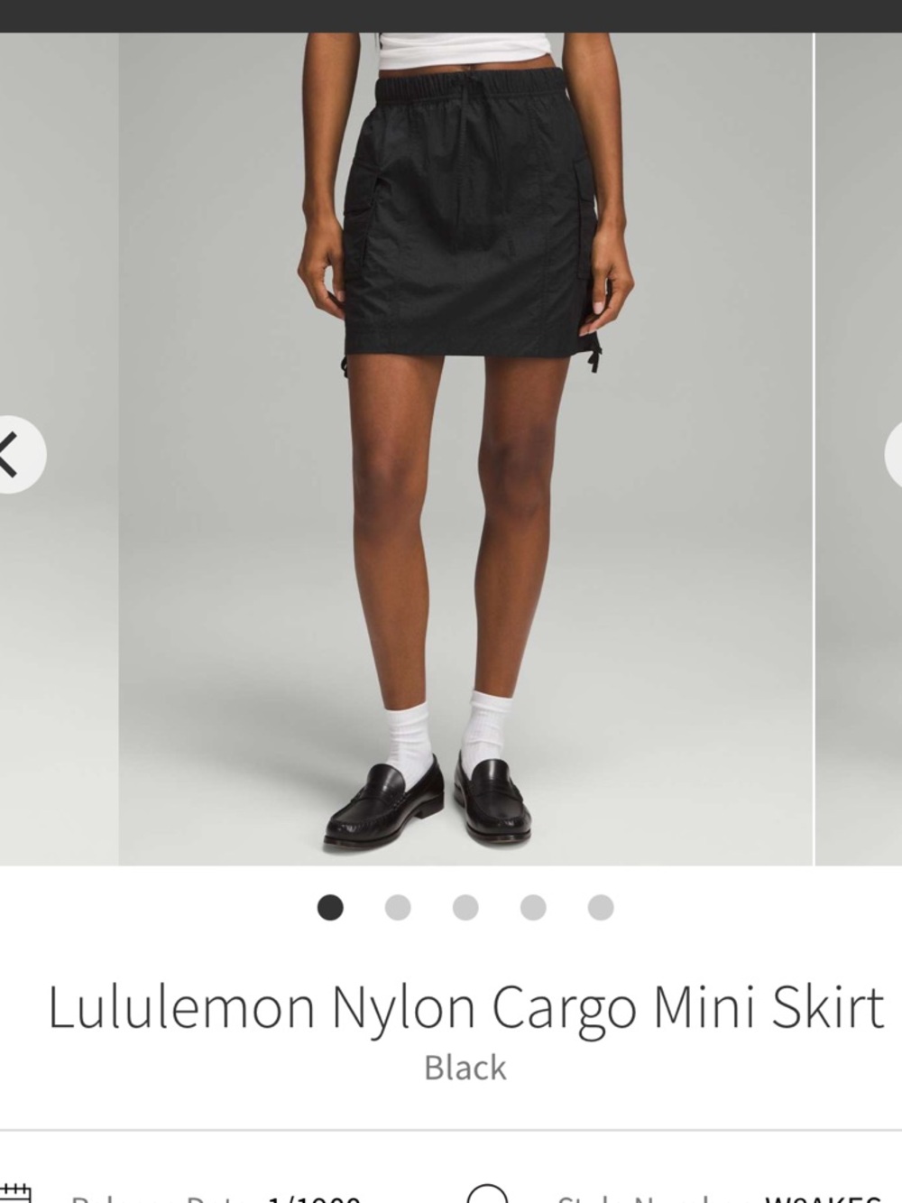 Lululemon Black Cargo Mini Skirt with Drawstring size M